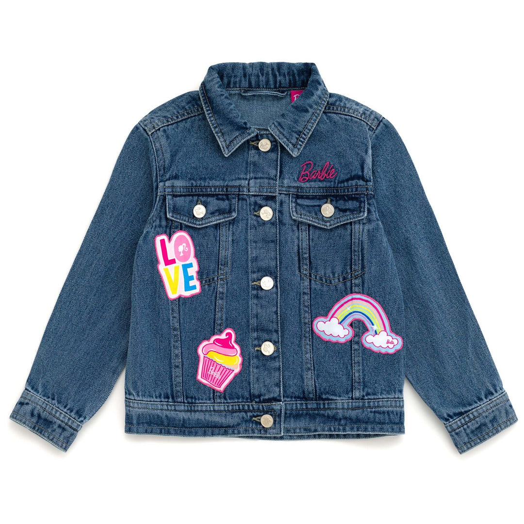 Barbie Girls' Denim Jacket Medium Wash Blue