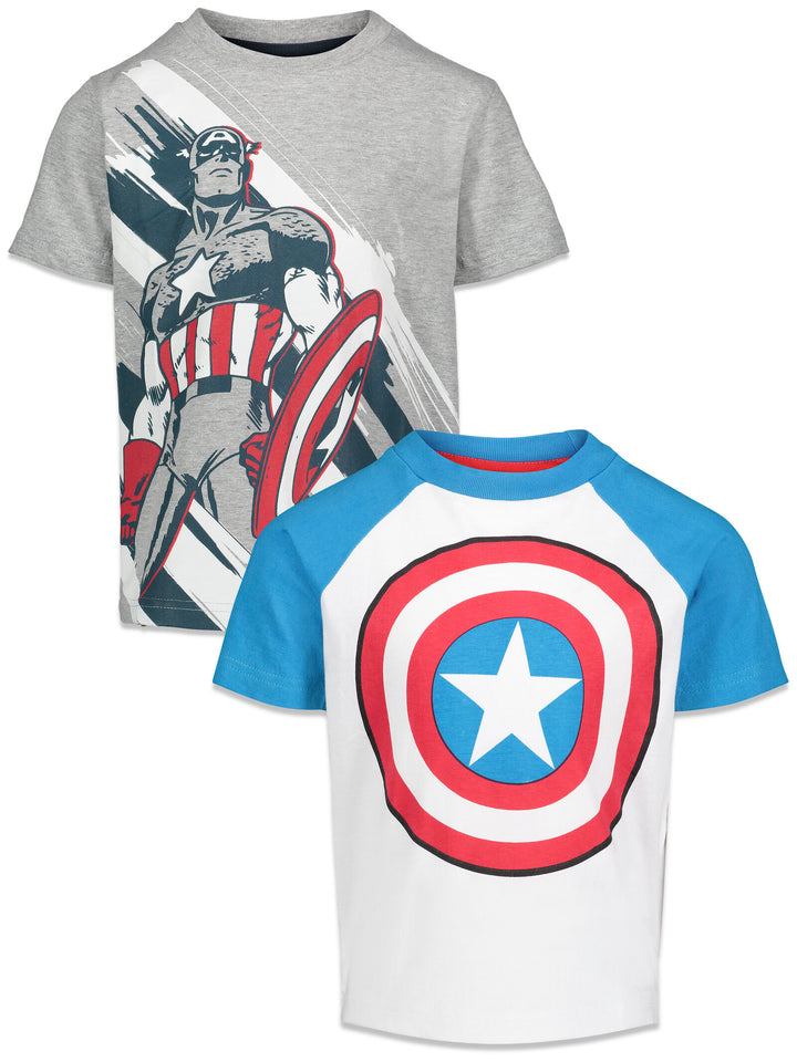 Marvel Avengers Captain America 2-Pack Short Sleeve Graphic T-Shirts Blue