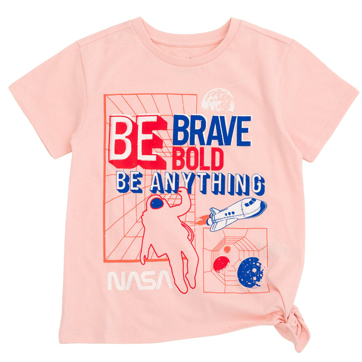 Bentex NASA Girls' 3-Pack Short Sleeve T-Shirts Pink Tie Dye White