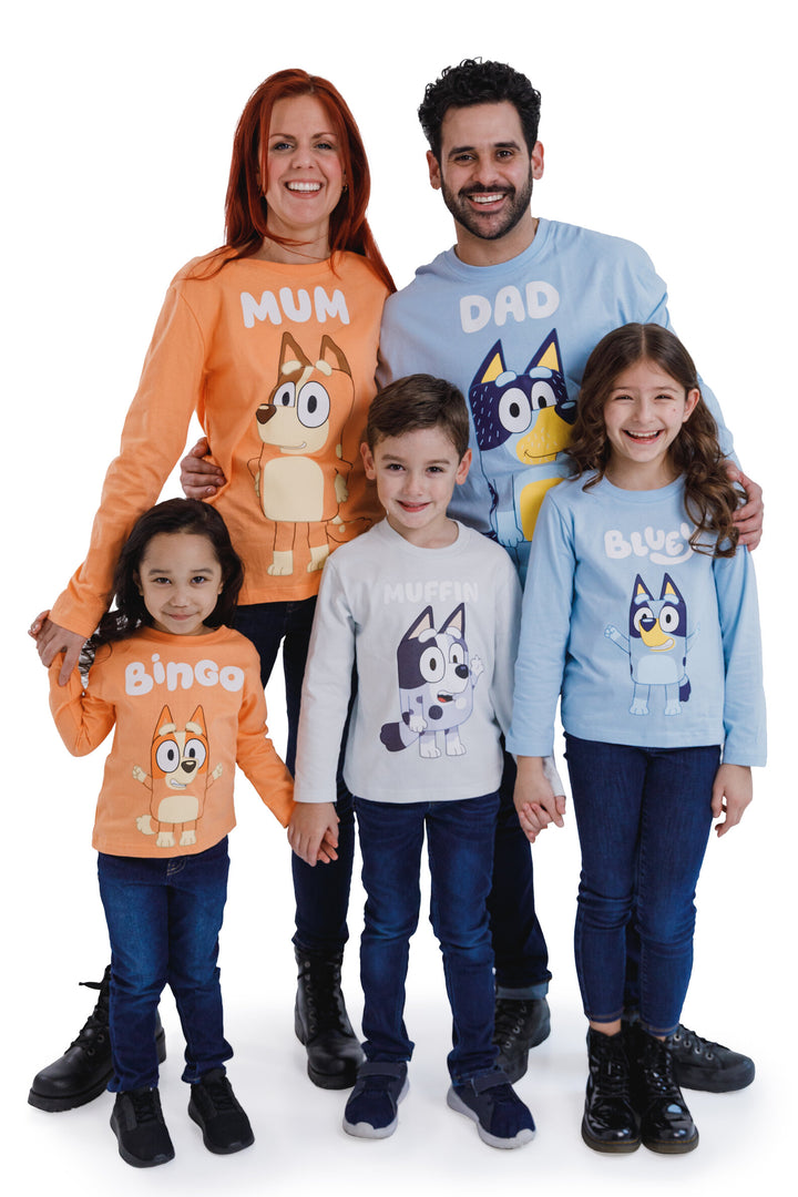 Bluey Bandit Dad Men's Cosplay Long Sleeve Tee Soft Blue