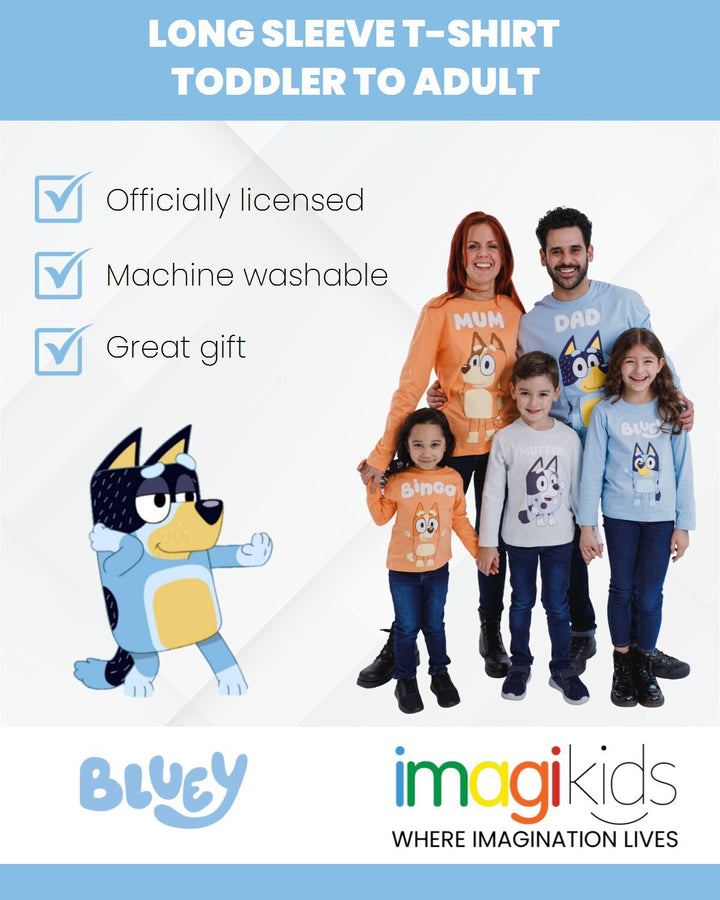 Bluey Bandit Dad Men's Cosplay Long Sleeve Tee Soft Blue