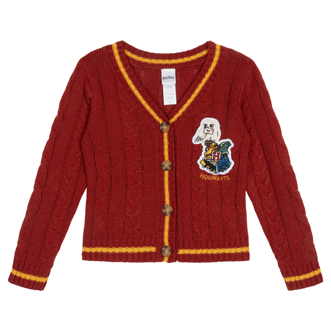 Harry Potter Hedwig Girls' Cardigan Sweater Maroon