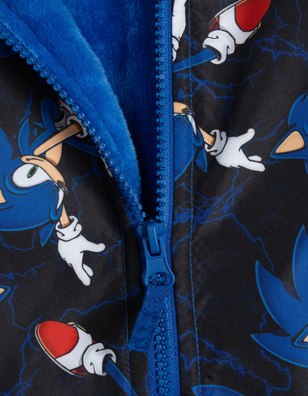 SEGA Sonic the Hedgehog Boys' Hooded Zip-Up Rain Jacket Black Blue