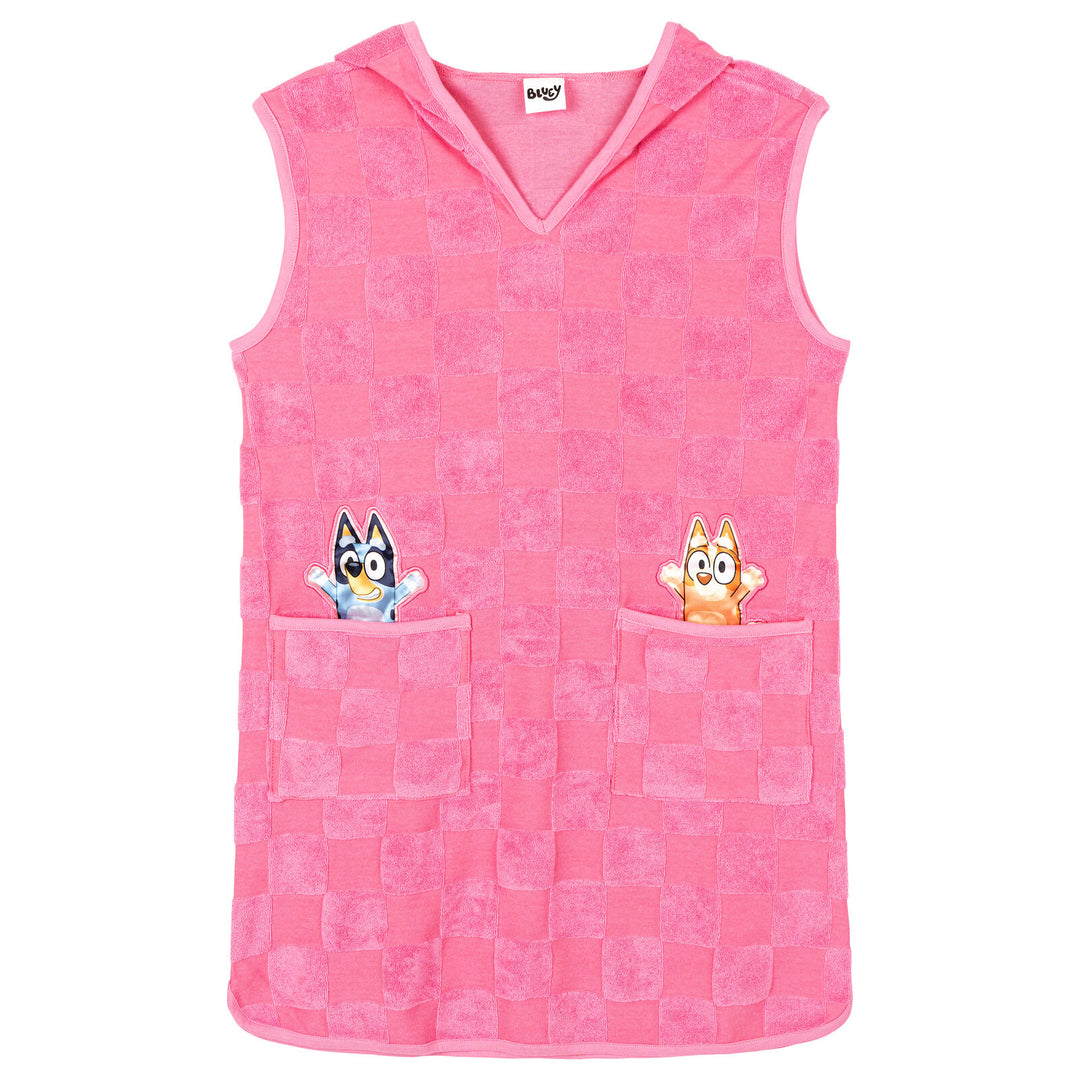 Bluey Girls' Hooded Swimwear Cover-Up Bingo Pink