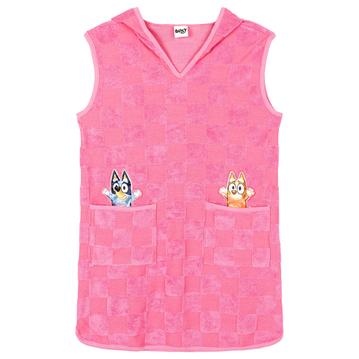 Bluey Girls' Hooded Swimwear Cover-Up Bingo Pink
