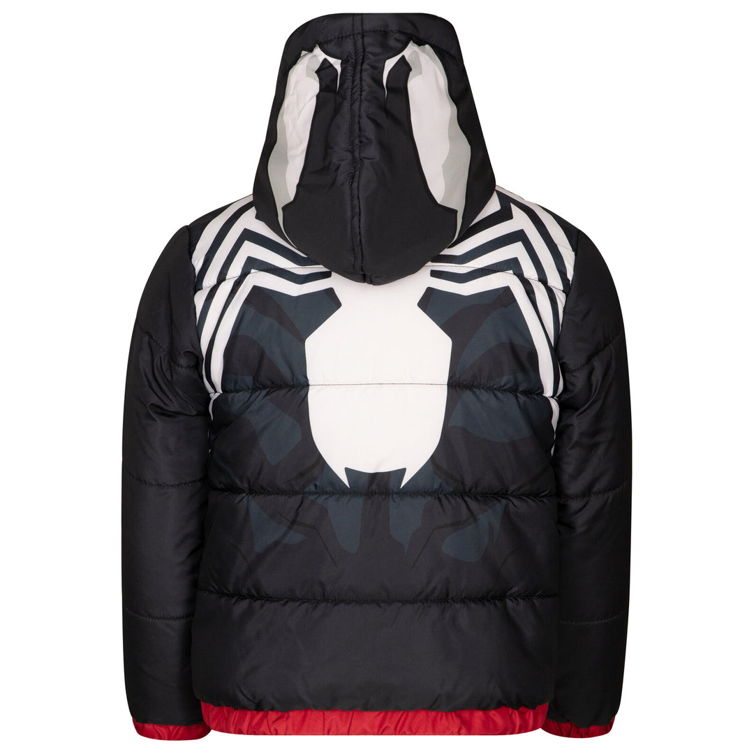 Marvel Spider-Verse Miles Morales Boys' Hooded Zip-Up Puffer Jacket Man Black