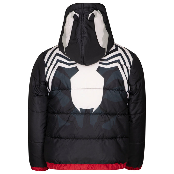 Marvel Spider-Verse Miles Morales Boys' Hooded Zip-Up Puffer Jacket Man Black