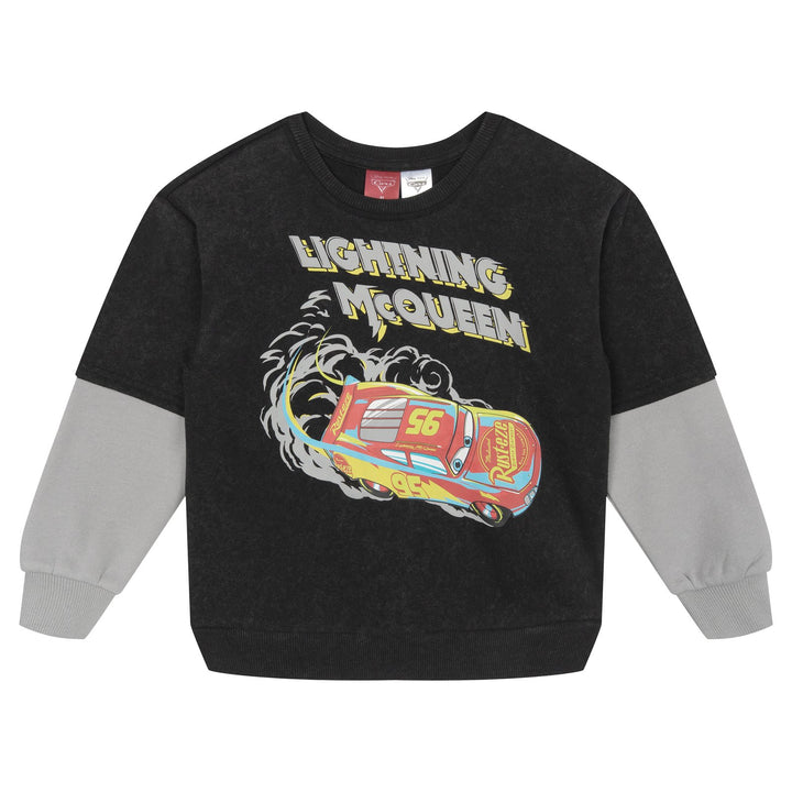 Cars Lightning McQueen Boys' Fleece 2-Piece Sweatshirt and Pants Set Black Grey