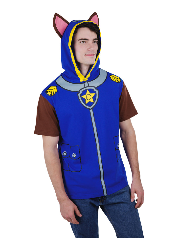 Paw Patrol Chase Men's Cosplay Hooded T-Shirt Navy Blue