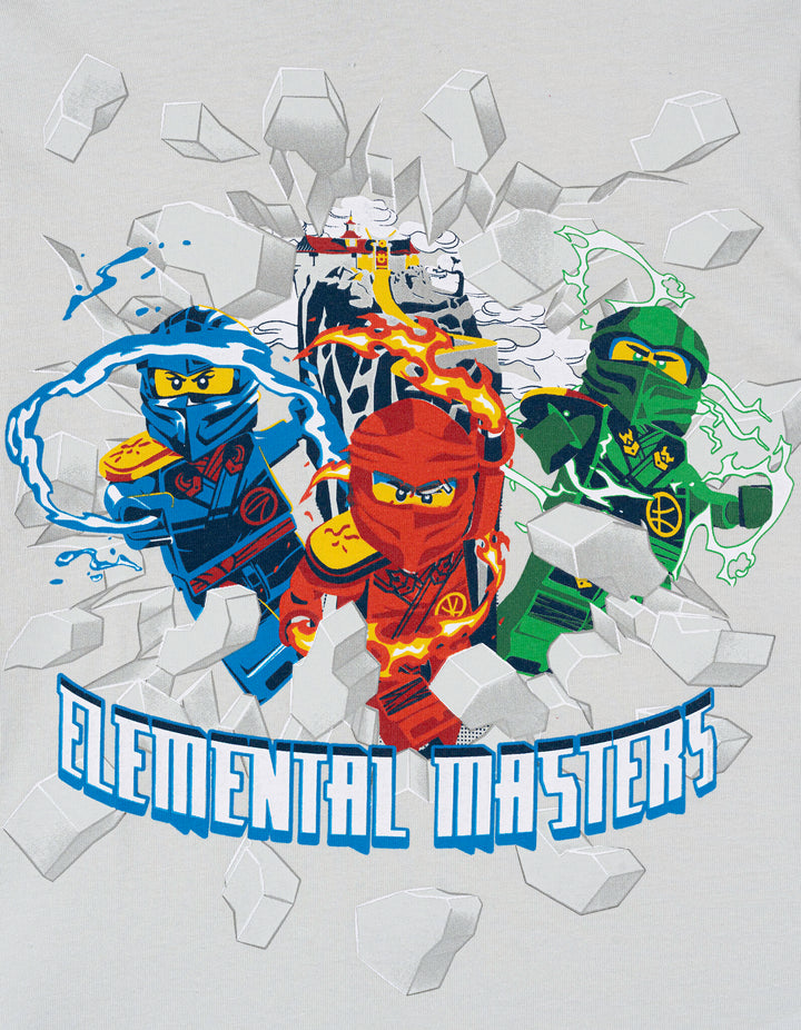 LEGO Ninjago Boys' Short Sleeve T-Shirt Grey Elemental Ninjas