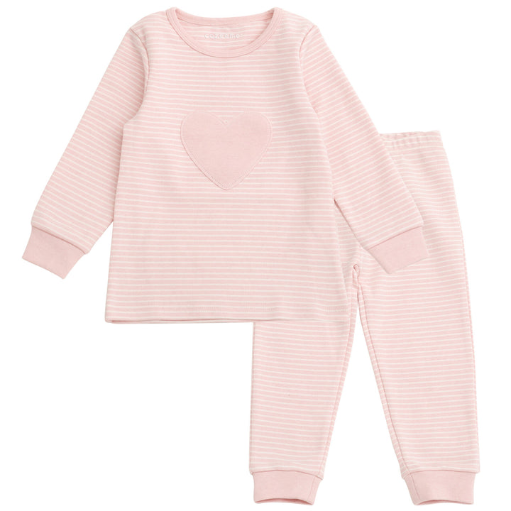 Cozeeme Girls' 2-Piece Tee and Pants Set Pink White Stripe