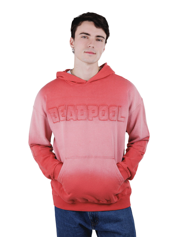Deadpool Men's Fleece Pullover Hoodie Coral Pink