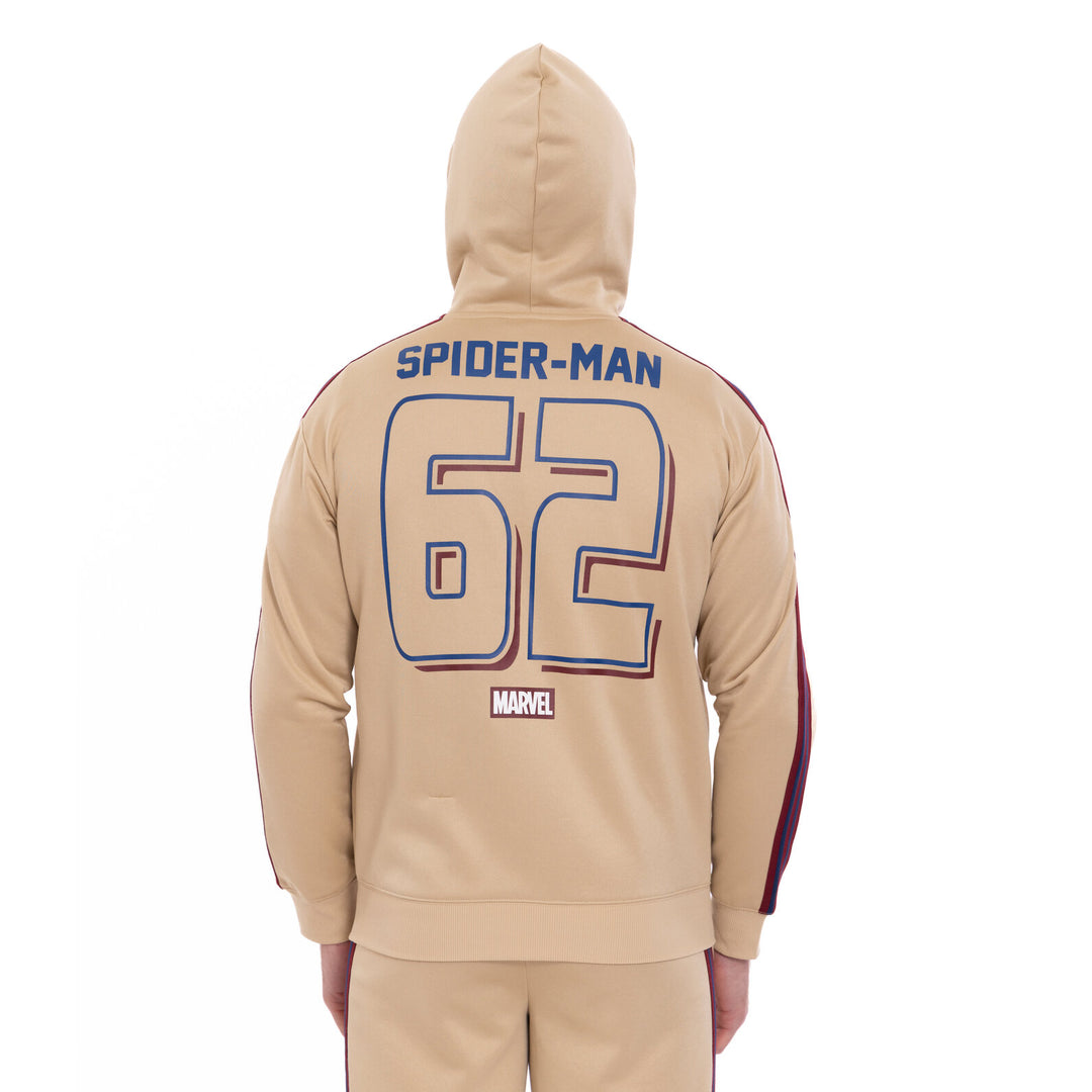 Marvel Spider-Man Men's Zip-Up Hooded Sweatshirt Tan