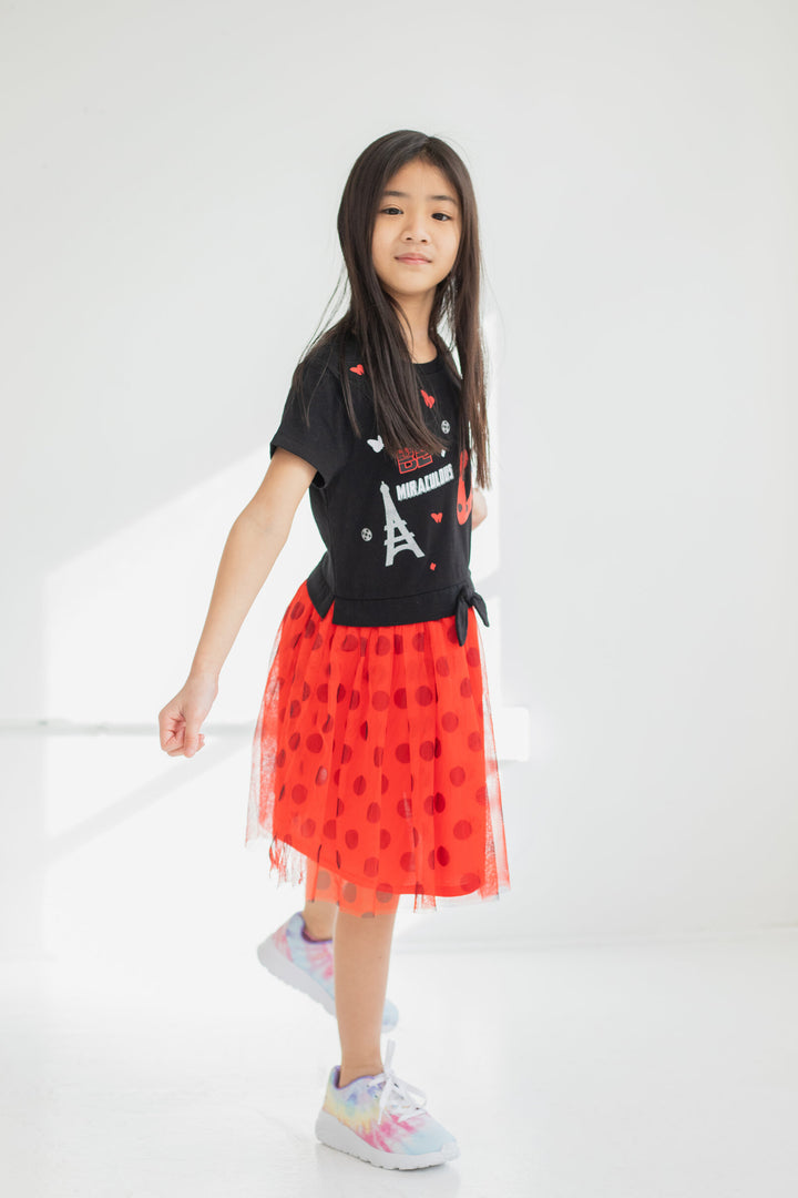 Miraculous Ladybug Girls' Cosplay Tutu Dress Black Red