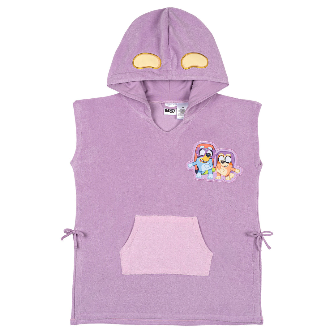 Bluey Girls' Hooded Swimwear Cover-Up Bingo Purple