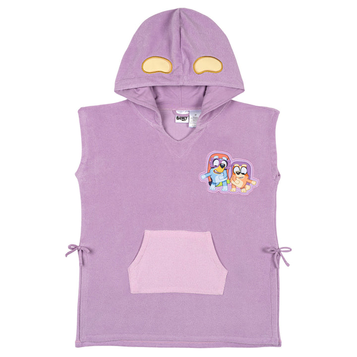 Bluey Girls' Hooded Swimwear Cover-Up Bingo Purple