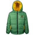 John Deere Boys' Hooded Puffer Jacket Green Chase and
