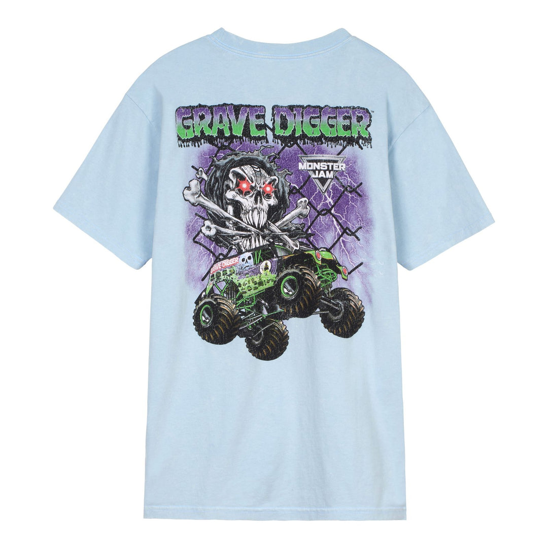 Monster Jam Grave Digger Men's Short Sleeve T-Shirt Sky Blue