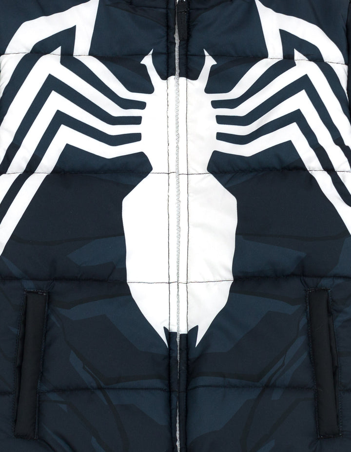 Marvel Spider-Verse Miles Morales Boys' Hooded Zip-Up Puffer Jacket Man Black