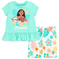 Moana Girls' 2-Piece T-Shirt and Bike Shorts Set Mint Pua