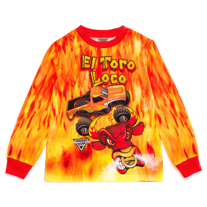 Monster Jam El Toro Loco Boys' 2-Piece Pajama Top and Pants Set Orange