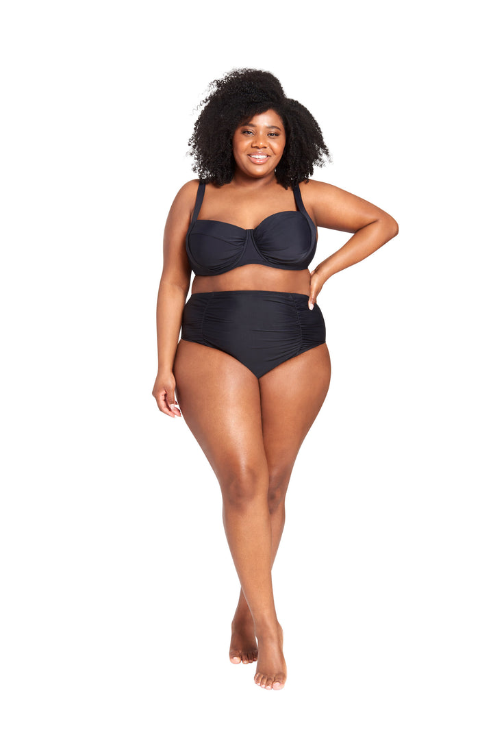 LYSA Women's Swimwear Bikini Bottom Midnight Black