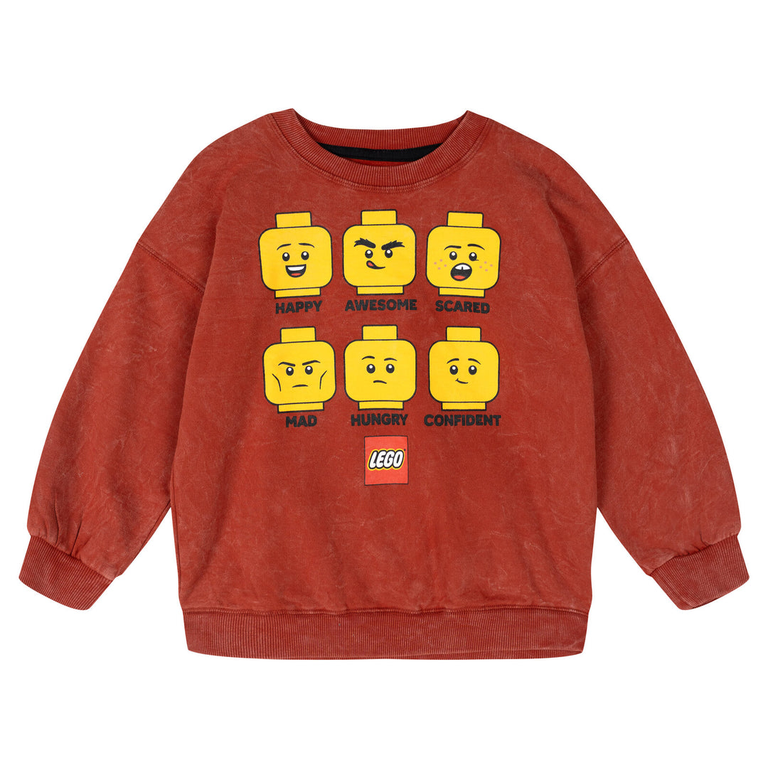 LEGO Crewneck Pullover Sweatshirt Vintage Wash Red