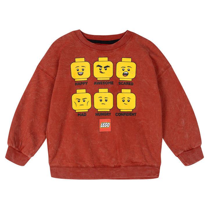 LEGO Crewneck Pullover Sweatshirt Vintage Wash Red