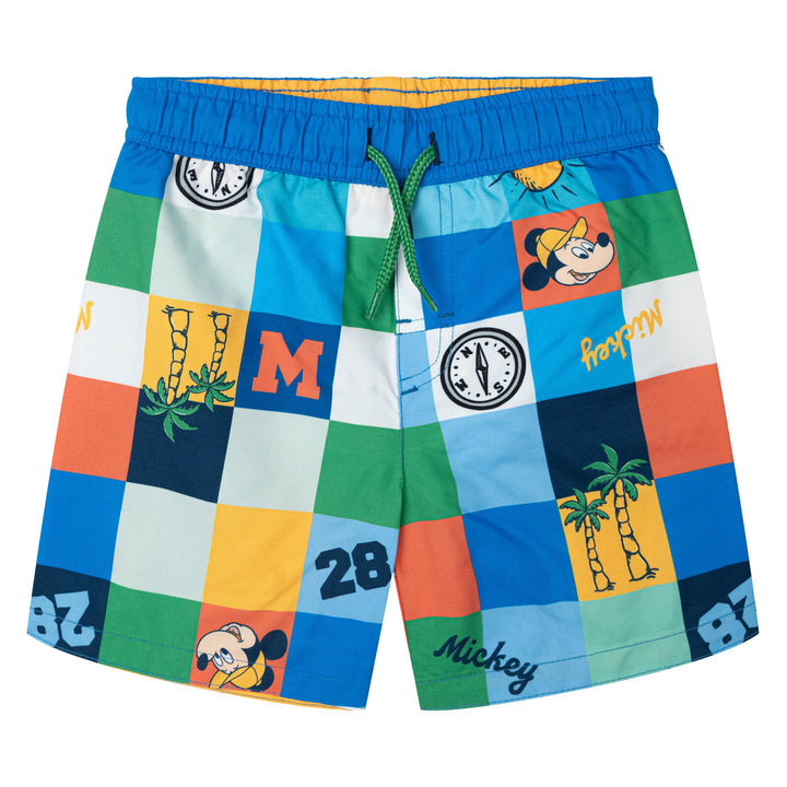 Disney Mickey Mouse 2-Piece Swimwear Rash Guard and Swim Trunks Set Beach Green