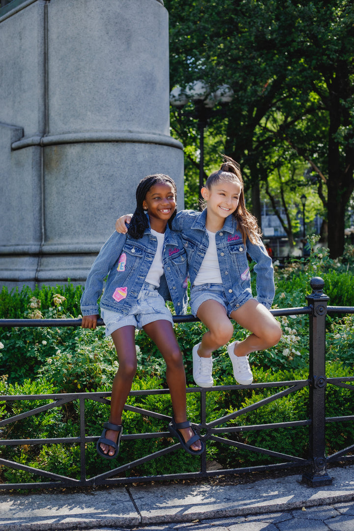 Barbie Girls' Denim Jacket Medium Wash Blue