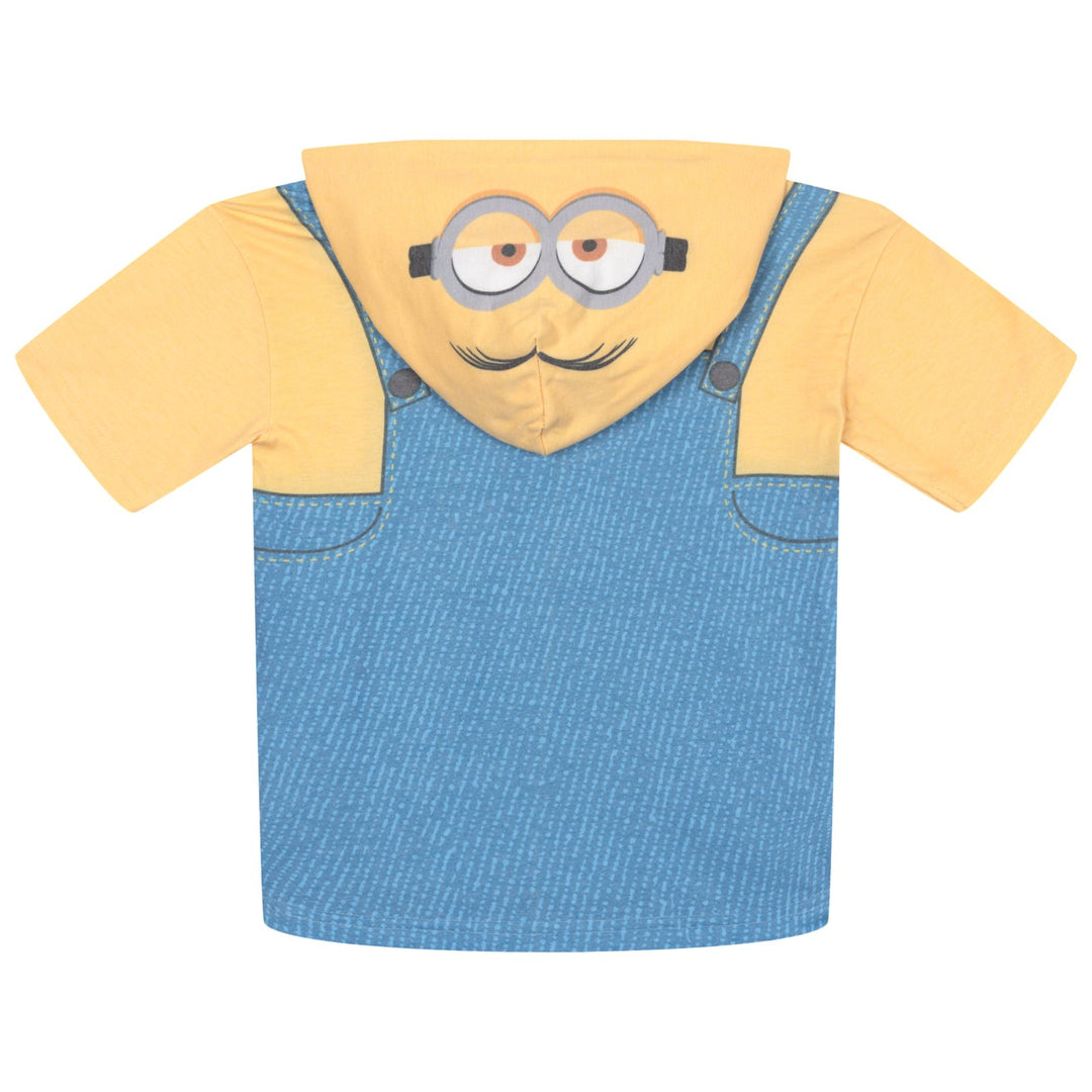 Minions Adult Men or Women Cosplay Hooded T-Shirt Bright Yellow Blue