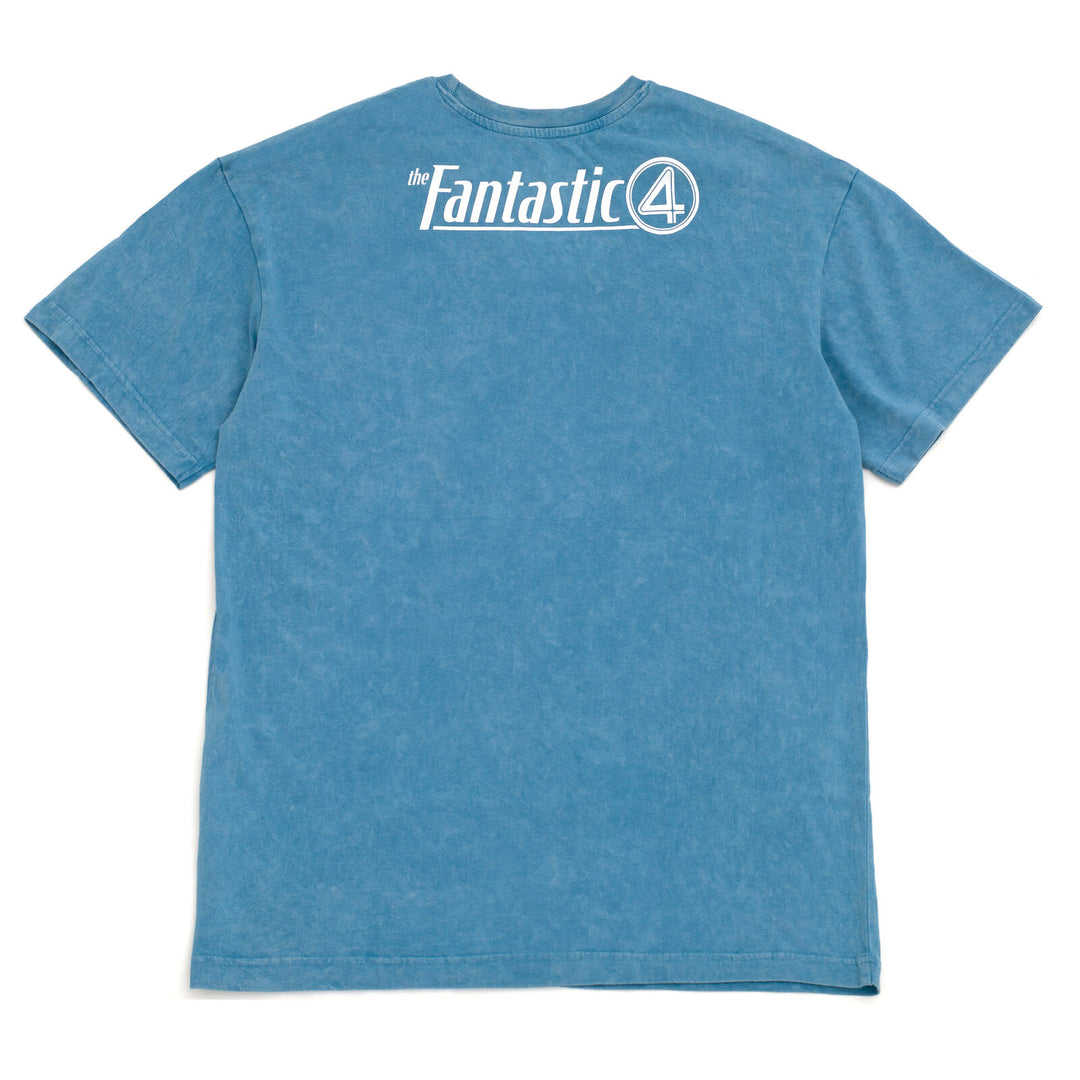 Marvel Fantastic Four Cosplay Short Sleeve T-Shirt Mottled Blue F4