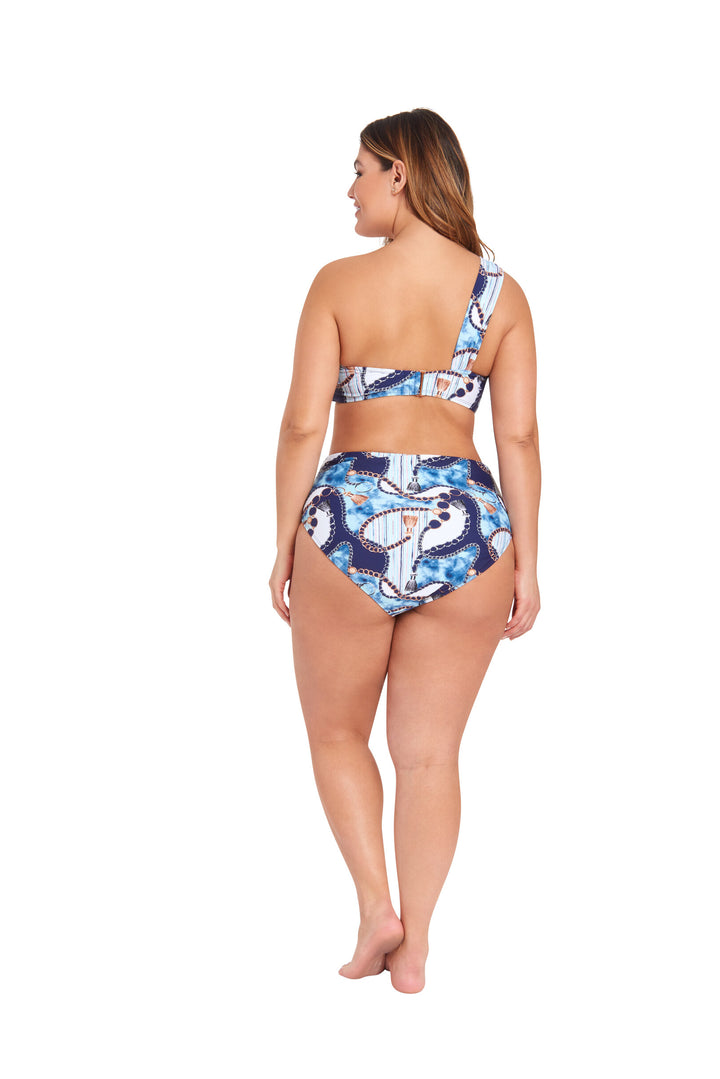 LYSA Women's Cropped Swimwear Bikini Top Blue Watercolor