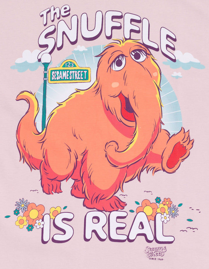 Sesame Street Mr. Snuffleupagus Men's Crewneck Short Sleeve T-Shirt Lilac