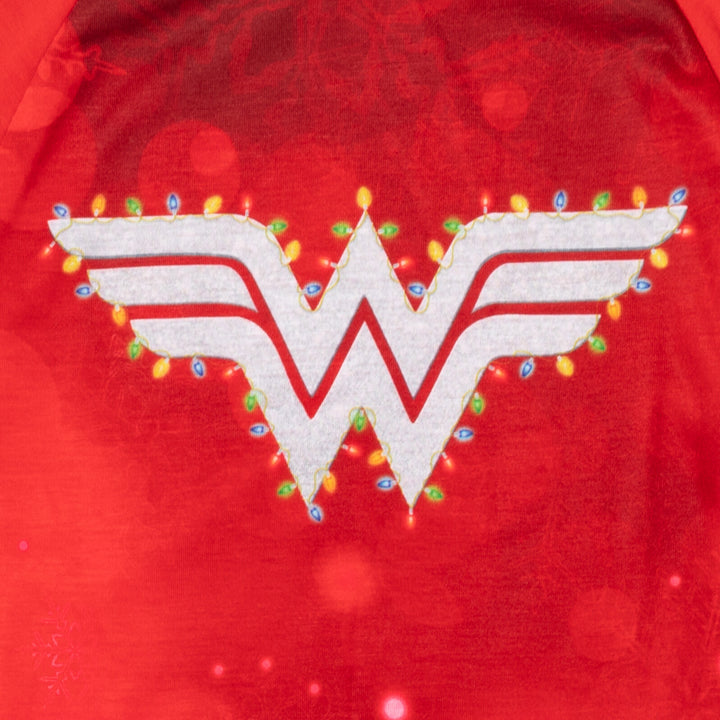 DC Comics Justice League Wonder Woman Holiday 2-Piece Long Sleeve Pajama Set Red