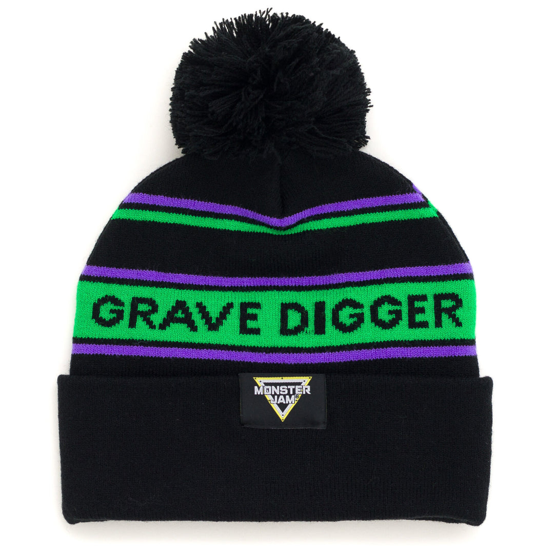 Monster Jam Grave Digger Matching Family Knit Beanie Hat Black