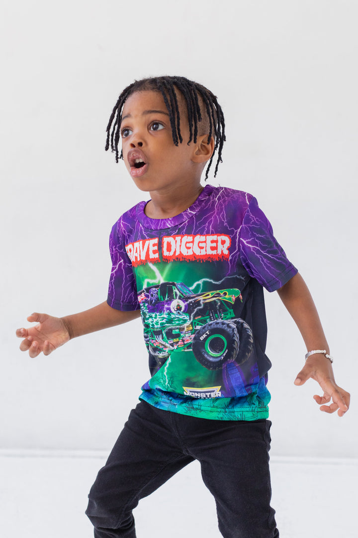 Monster Jam Matching Family Athletic Short Sleeve T-Shirt Grave Digger Purple