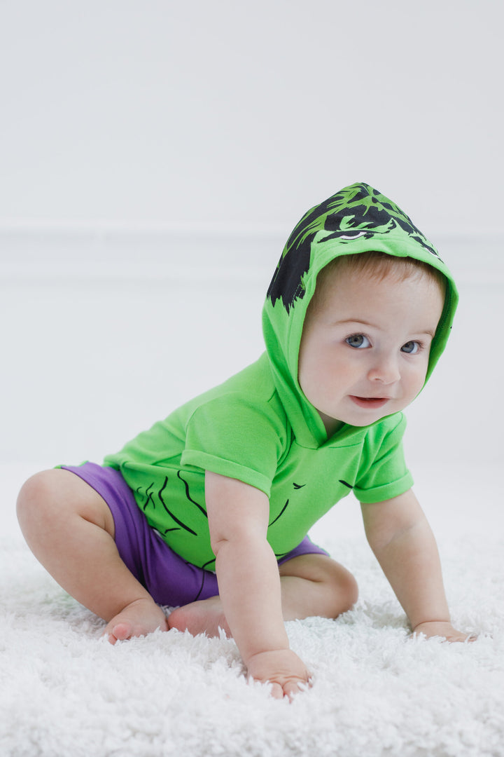 Marvel Avengers The Hulk Cosplay Hooded Romper Green Purple