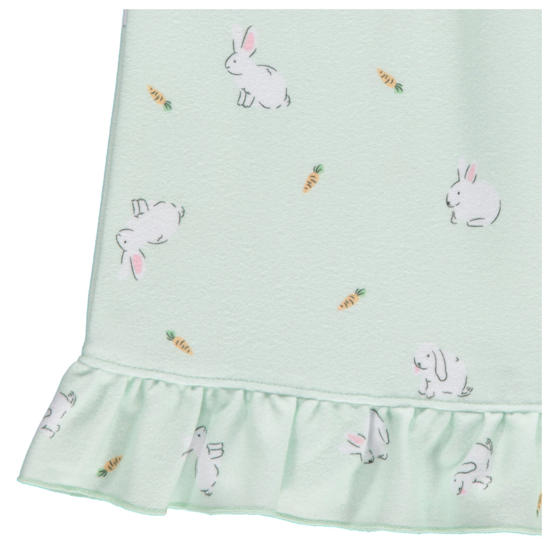 Dreamwave Girls' Long Sleeve Pajama Nightgown Mint Bunny Print