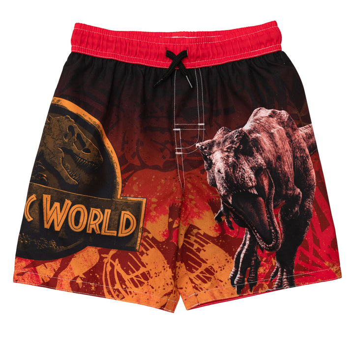 Jurassic World Jurassic Park T-Rex Little Boys' Quick Dry Swim Trunks Black Red