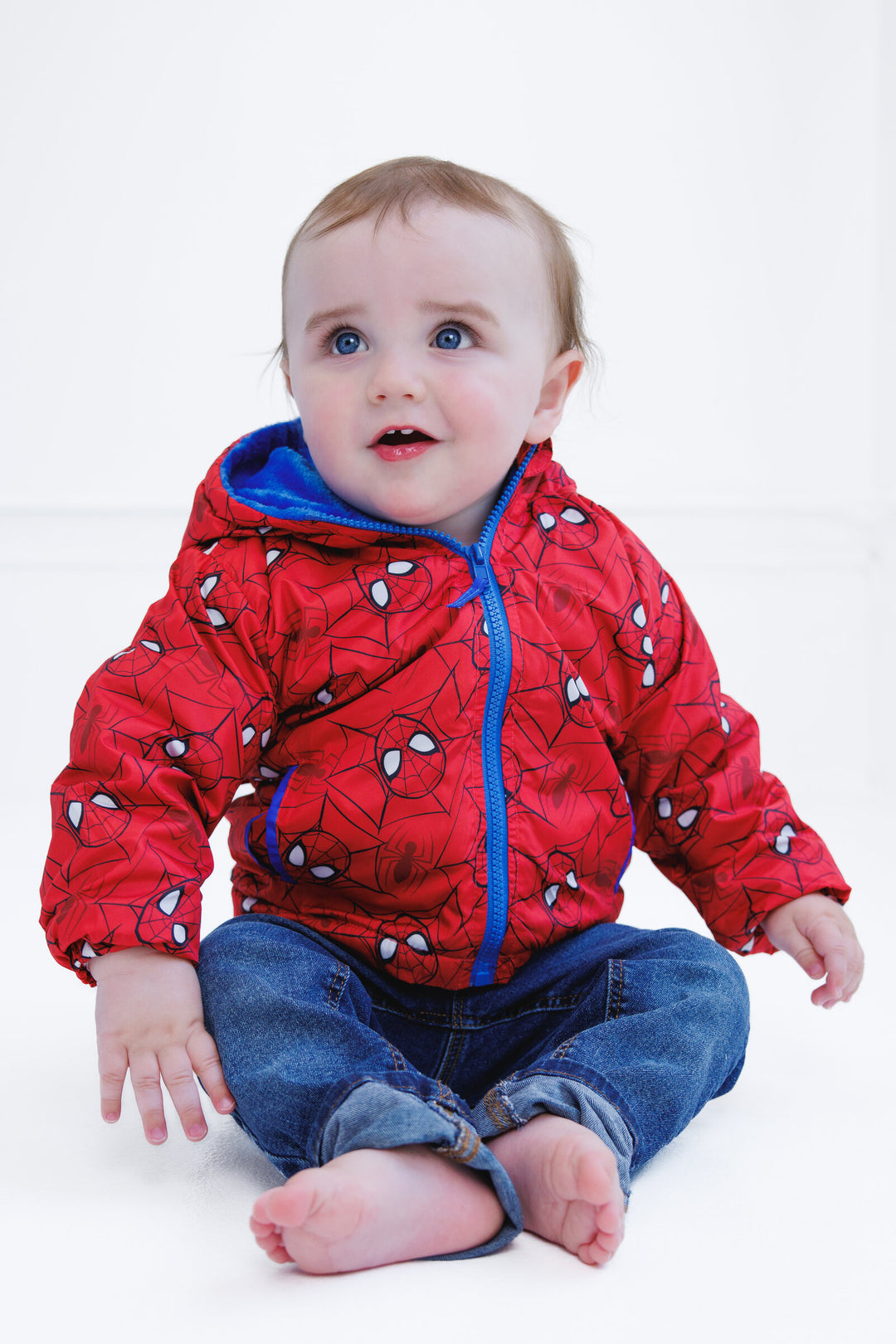 Marvel Spider-Man Boys' Zip-Up Hooded Jacket Red Blue