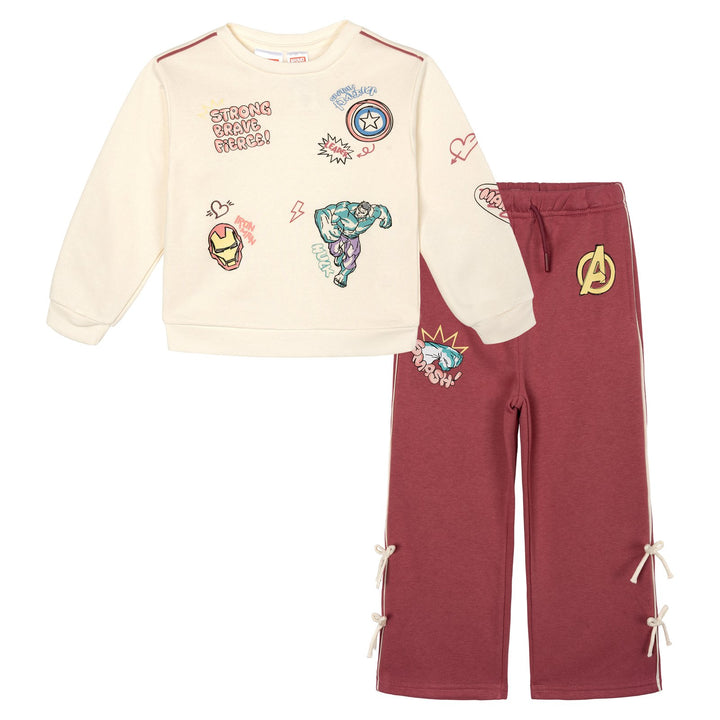 Marvel Comics Girls' Sweatshirt and Fleece Pants Set Tusk Pink Avengers