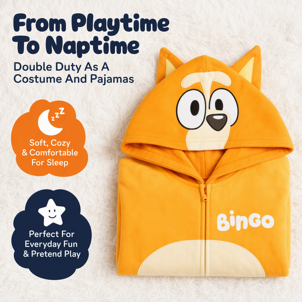 Bluey Cosplay Hooded Coverall Bingo Orange