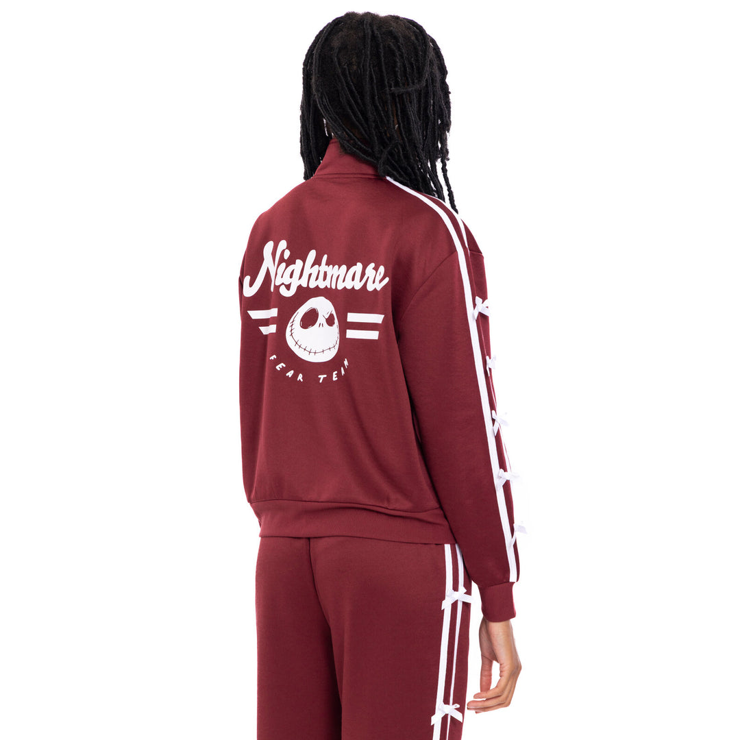 Nightmare Before Christmas Jack Skellington Athletic Zip-Up Track Jacket Wine