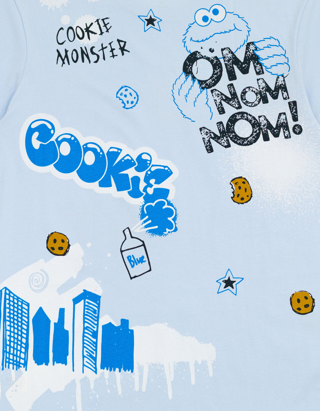 Sesame Street Cookie Monster Men's Crewneck Short Sleeve T-Shirt Blue