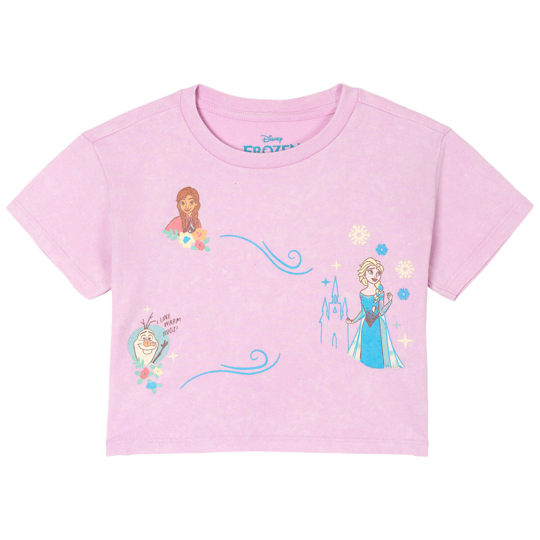 Frozen Girls' 2-Piece Mineral Wash Tee and Skort Set Purple Elsa