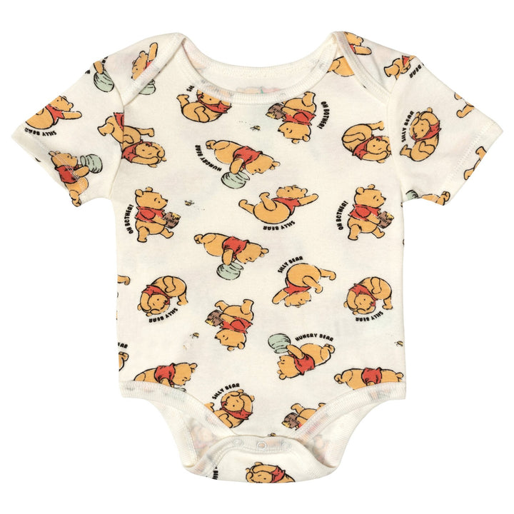 Disney Winnie the Pooh Baby 3-Pack Short Sleeve Bodysuits Green Yellow