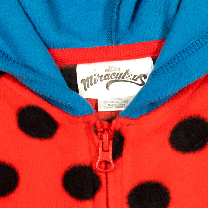 Miraculous Ladybug Girls' Cosplay Fleece One Piece Pajamas Red