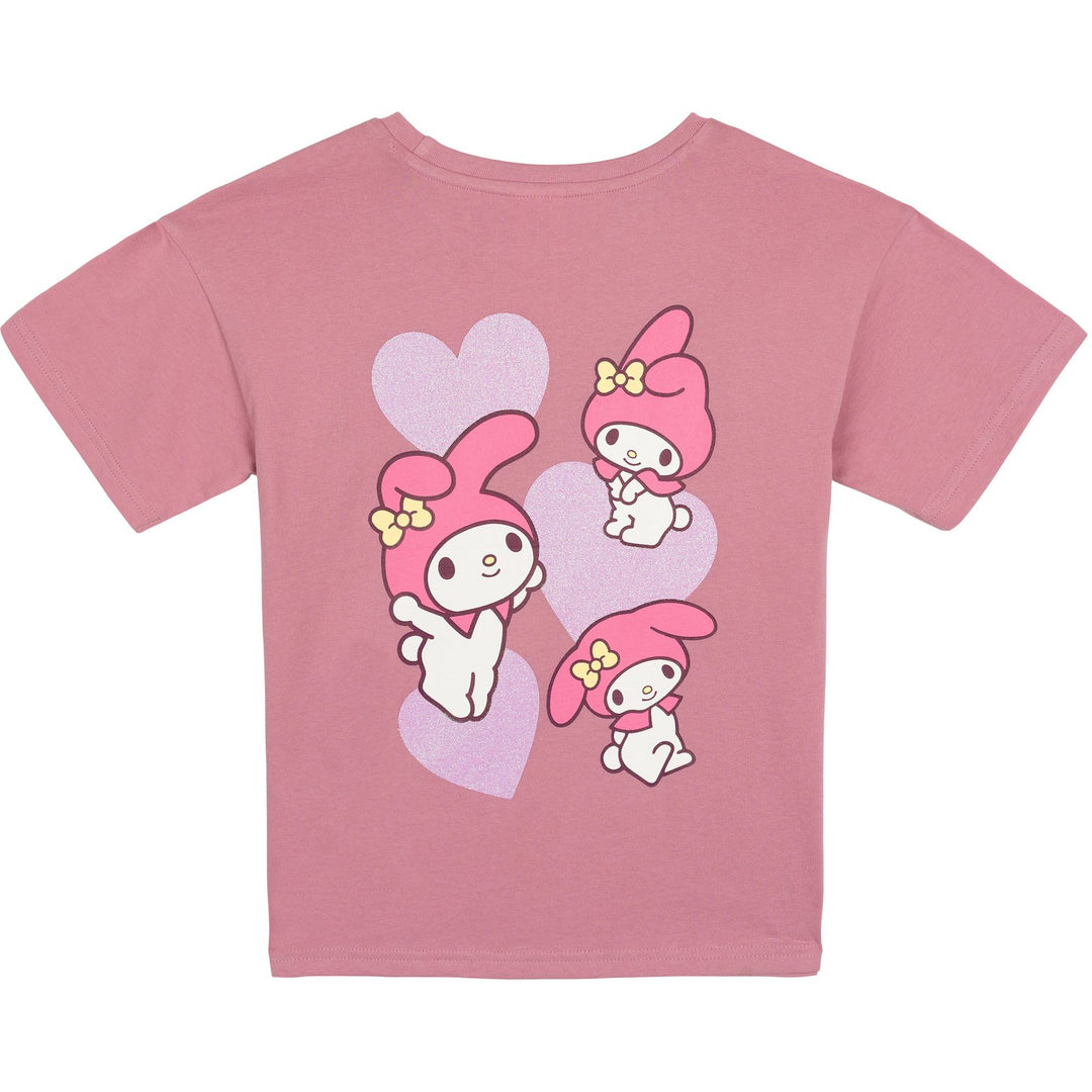 Hello Kitty My Melody Girls' Short Sleeve T-Shirt Mauve