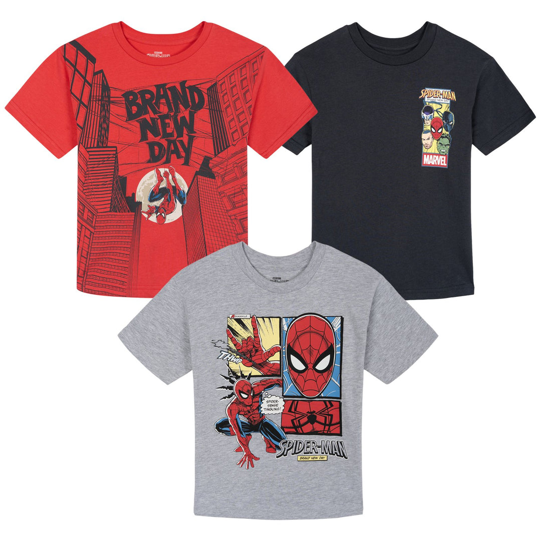 Marvel Spider-Man Boys' 3-Pack Short Sleeve T-Shirts Navy Grey
